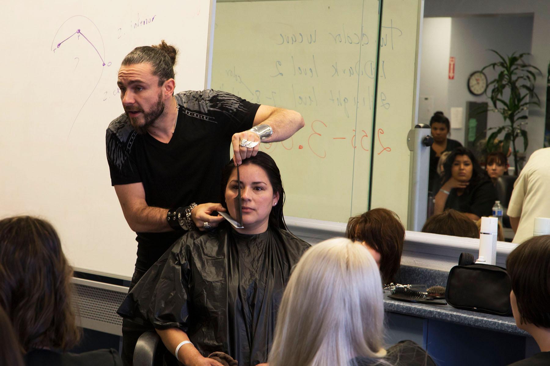 Cosmetology students learn from notable French hairstylist 