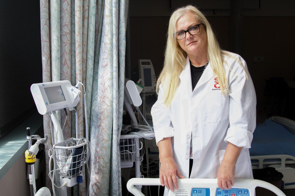 Mary Sullivan gazes forward on Oct. 17 in the Nursing Lab at City College in Santa Barbara, Calif. "Not having a bachelors program will inhibit doors that may not open for them...the bachelors is going to open more doors for them, more opportunities as far as management positions and leadership," Sullivan said. 