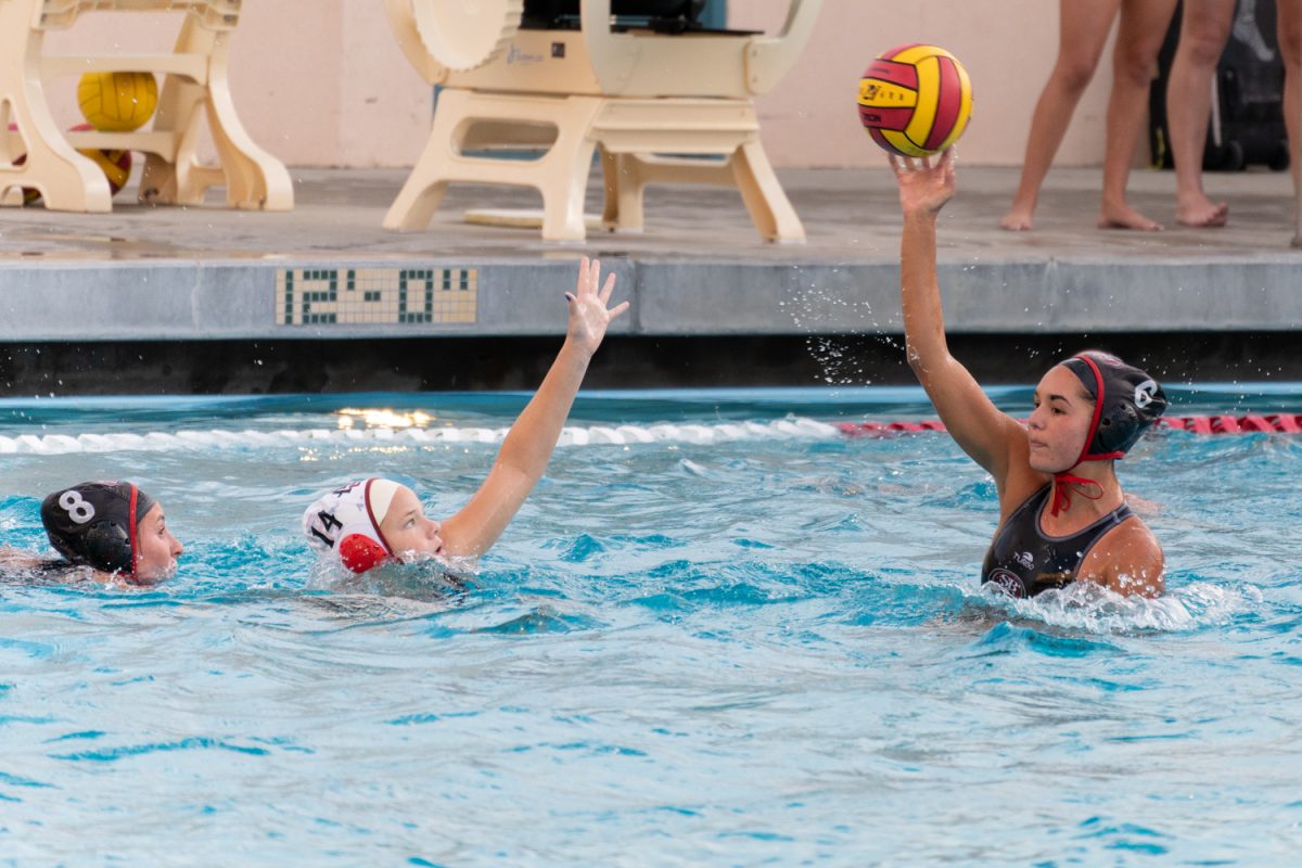 Addie Lane catapults a volleyball toward the goal vs San Diego State on Nov. 1 at Santa Barbara High School in Santa Barbara, Calif. Lane scored a total 99 goals for the season.