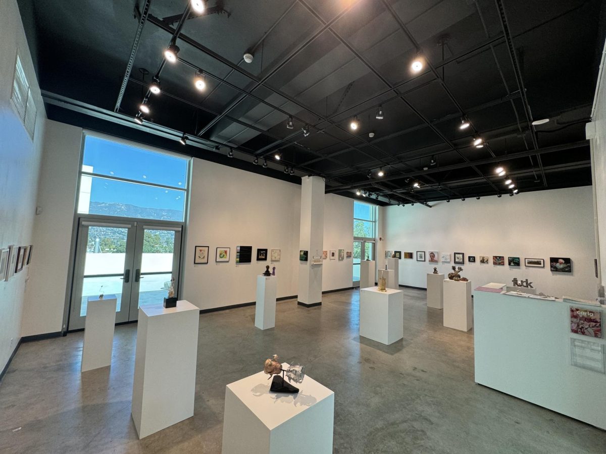 File photo of the “Small Images” exhibition that took place from March 8 to April 6, 2024 in the Atkinson Gallery at City College in Santa Barbara Calif. Complete with 64 smaller sculptures and paintings, the gallery was curated for 43 different community artists.