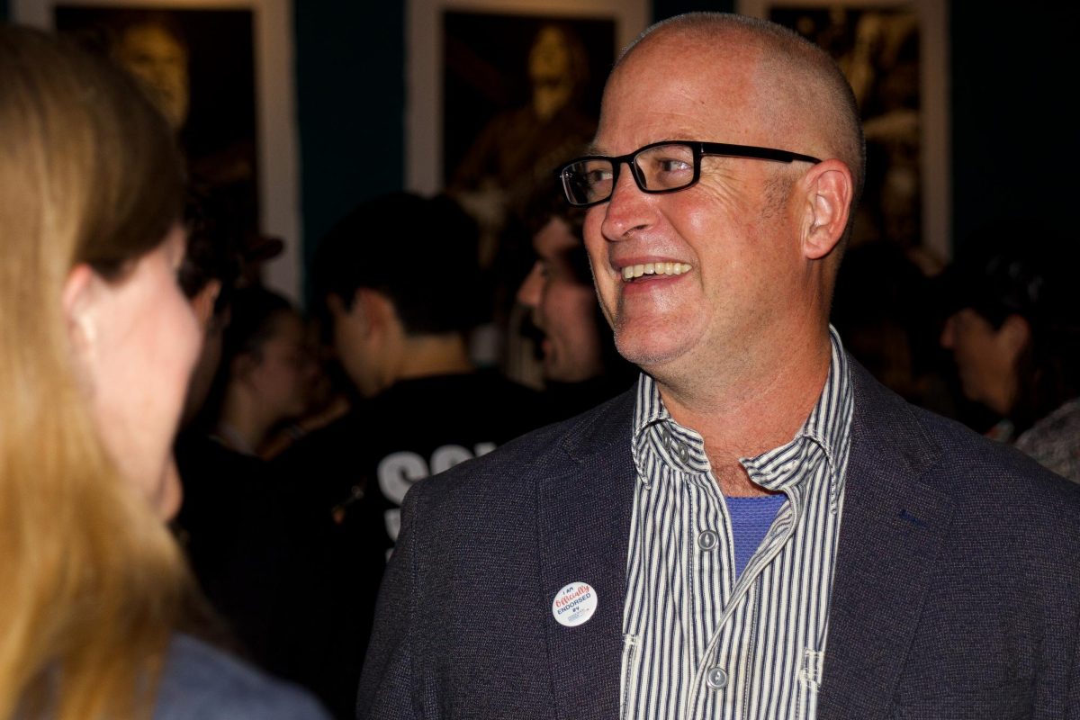 Kyle Richards laughs with guests on Nov. 5 at the Democratic party at SoHo in Santa Barbara, Calif. "I'm gratified for all the support that I got along the way and for all the support that I got from the voters that believed in me," Richards said.