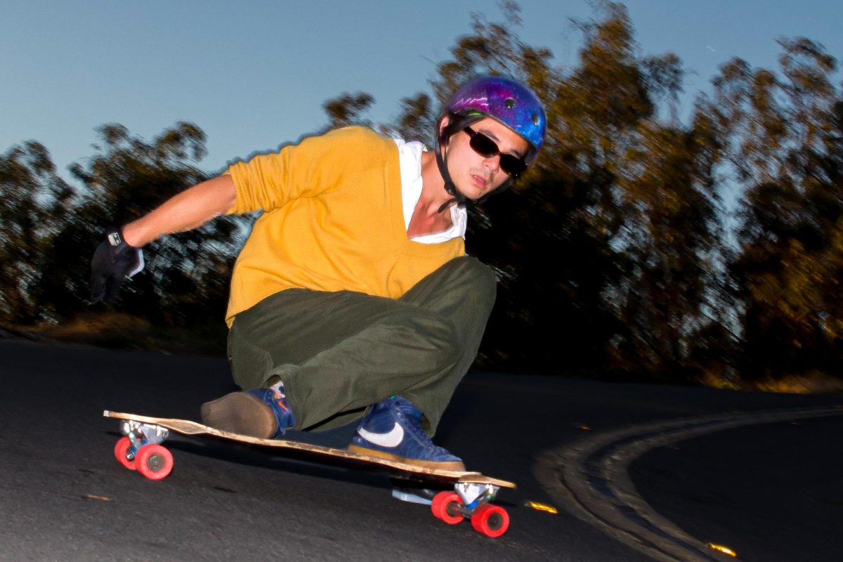 Justice Claveria powerslides down Miramonte Drive on Nov. 20 in Santa Barbara, Calif. "It's gotten me through everything... it's the only thing that, even when you fall, you feel alive," Claveria said.