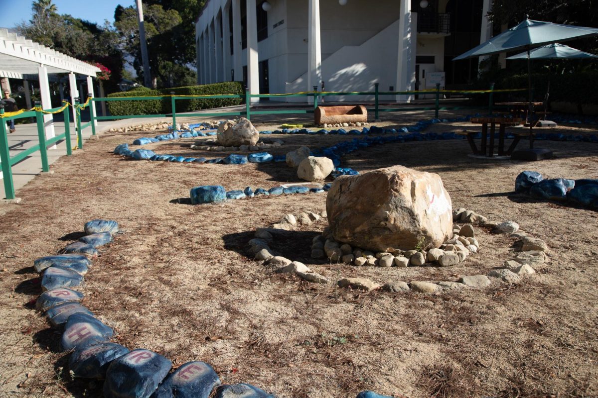 Guided Pathways presents a maze on Dec. 6 in front of the Student Services Building on the East Campus in Santa Barbara, Calif. This maze represents the different pathways each college student takes toward success.